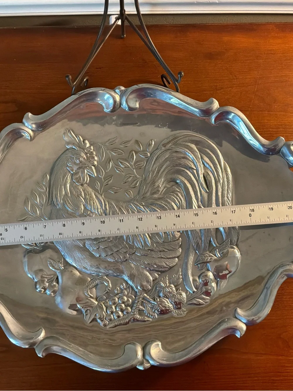 Lenox Pewter Rooster Serving Platter Tray 23.5 by 15.5